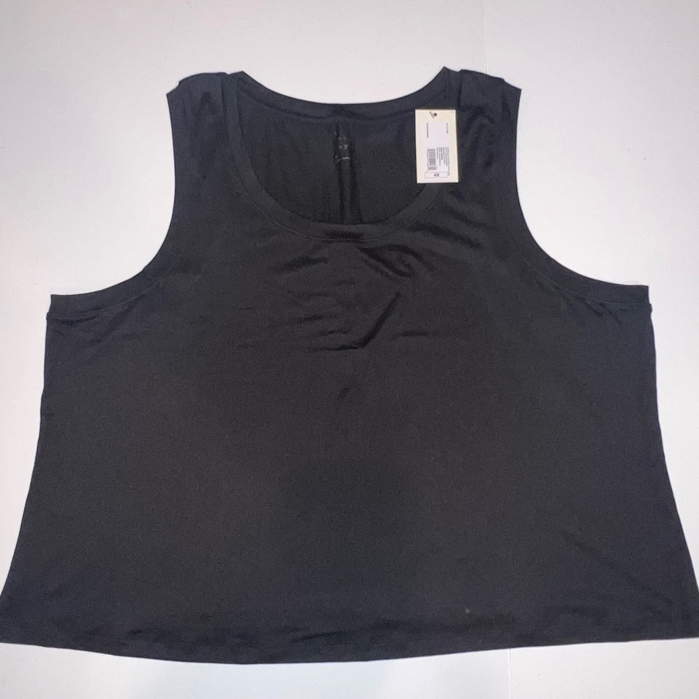 A New Day Tank Top Women 4X Black Recycled Stretch Scoop Neck Sleeveless NEW